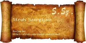 Stroh Szergiusz névjegykártya